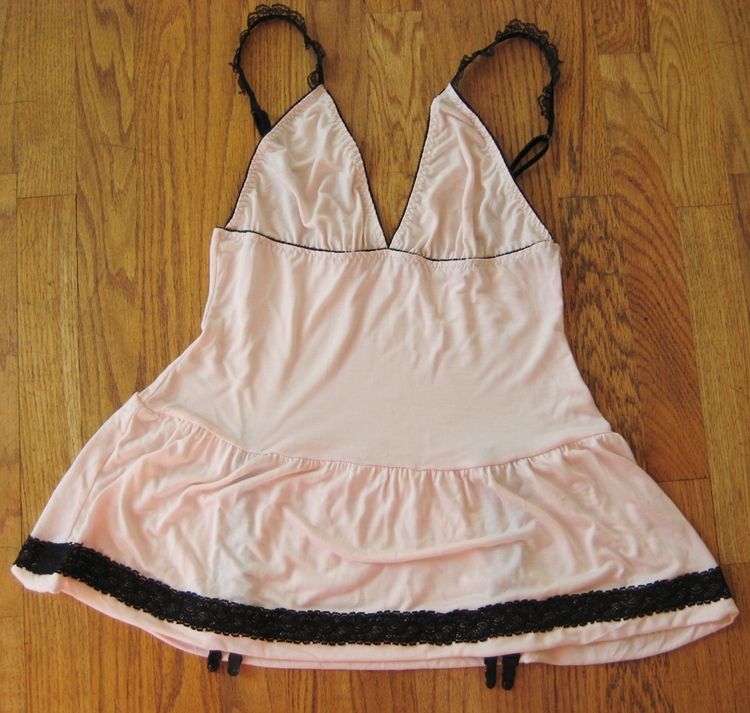 Pretty pink slip with lace and garters