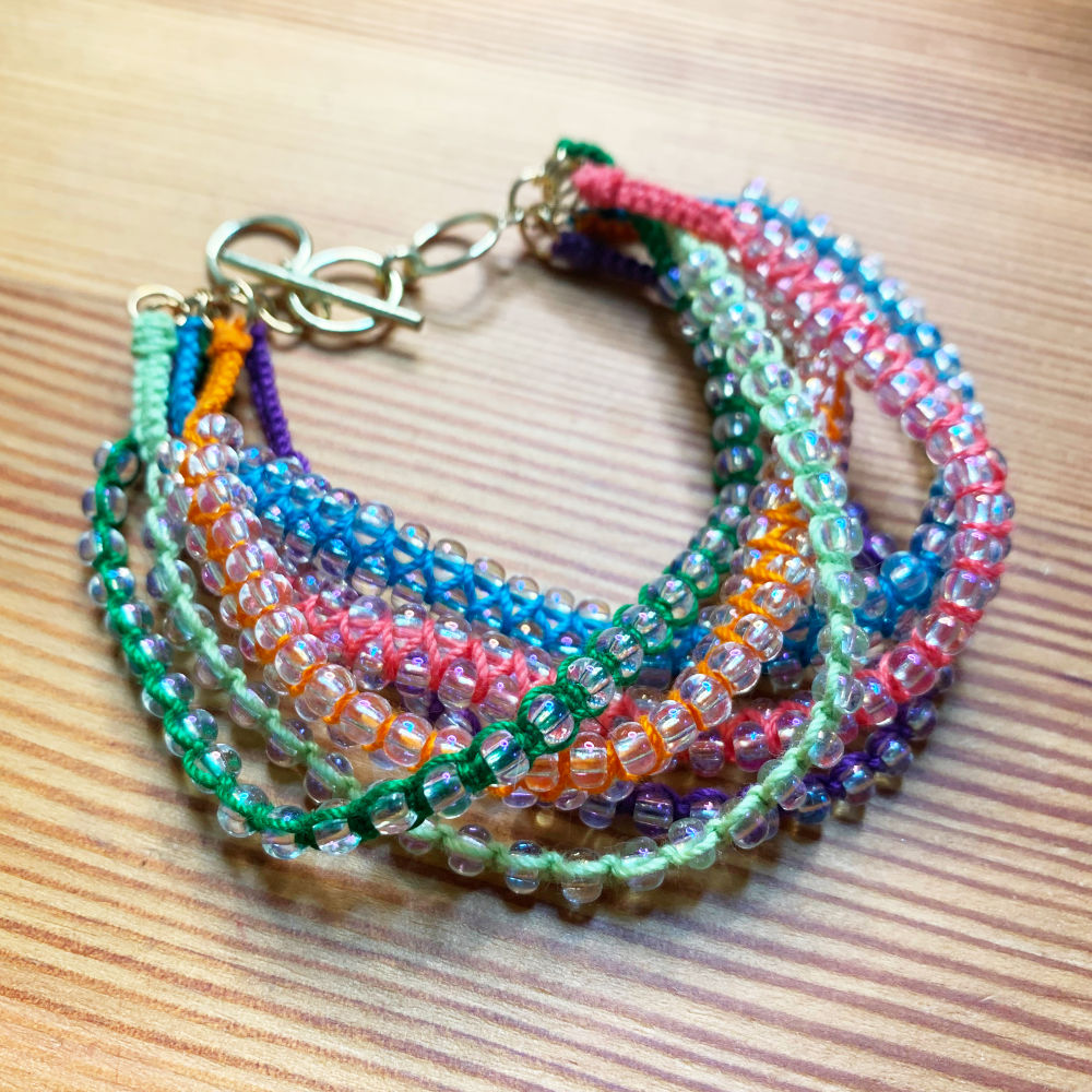 Thread Wrapping Combination with Bead Wrapped Cord Bracelet Adds